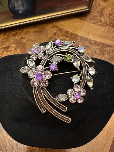 Vtg green purple rhinestone - purple,